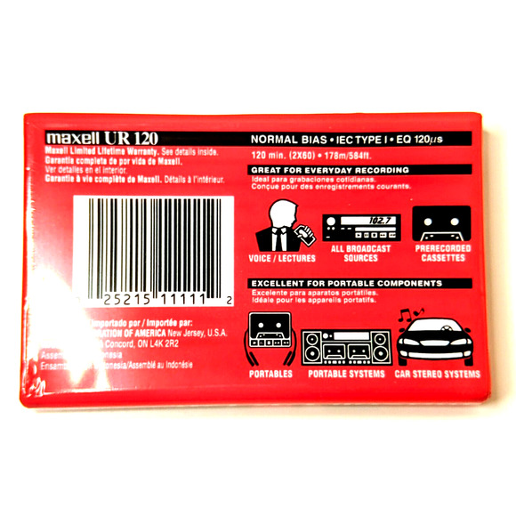 Maxell UR 120 Minute Blank Audio Cassette Tape Normal Bias New Sealed Quantity 1 - Picture 2 of 4